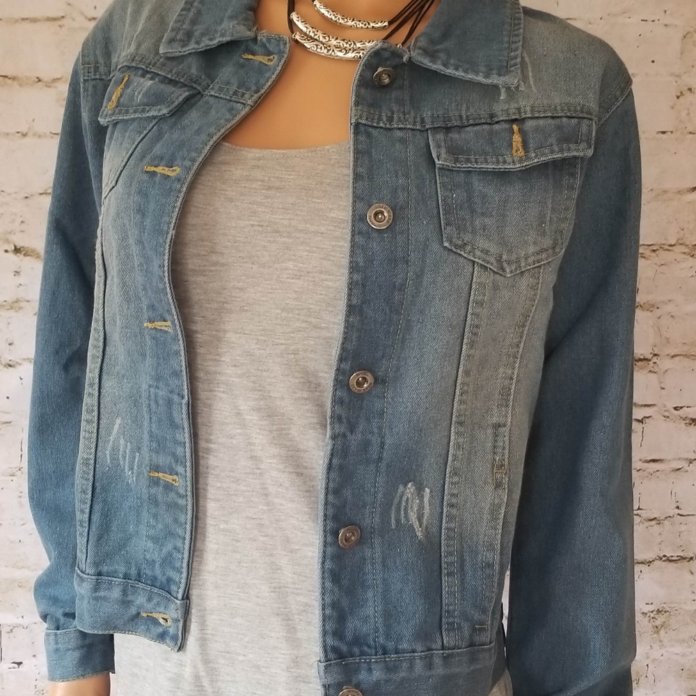 Brand NEW - Distressed Blue Denim Jacket